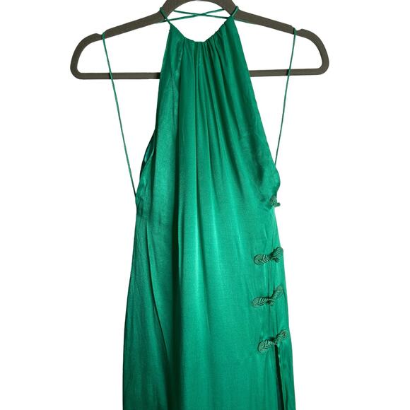 Revolve Sau Lee Porter Backless Gown Halter Slit Maxi Dress Jade Green Size 0 US - Picture 10 of 15